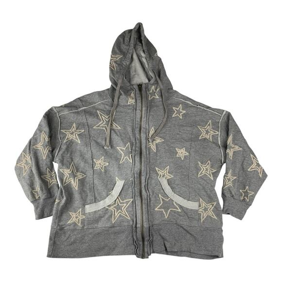 Kyla Seo women's XL Gray Star Hoodie distressed oversized sweatshirt